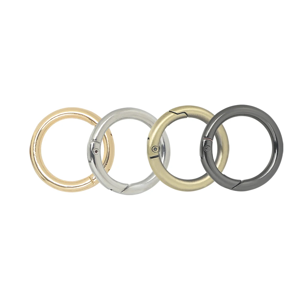 

4Pcs Alloy Round Ring Circle Spring Snap DIY Keyring Hook Bag Buckle Connection Handbag Purse Parts Bag Accessories