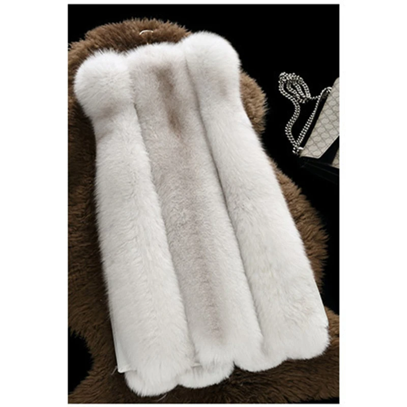 

AKSLXDMMD Fashion Faux Fur Vest 2019 New Autumn and Winter Thick Warm Women Mid-long Faux Fox Fur Jacket Female Coat LH1248