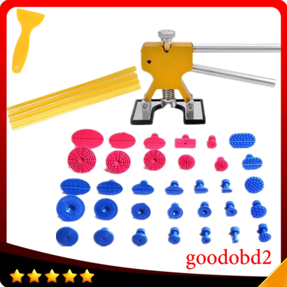 melhor Carro 4S Ferramentas Loja 36 Pc/set Cola Tabs Ouro Cola Extrator Martelo Ferramentas De Reparo Dent Conjunto Paintless Dent Remoção Ferramentas Com 4 Pcs Varas