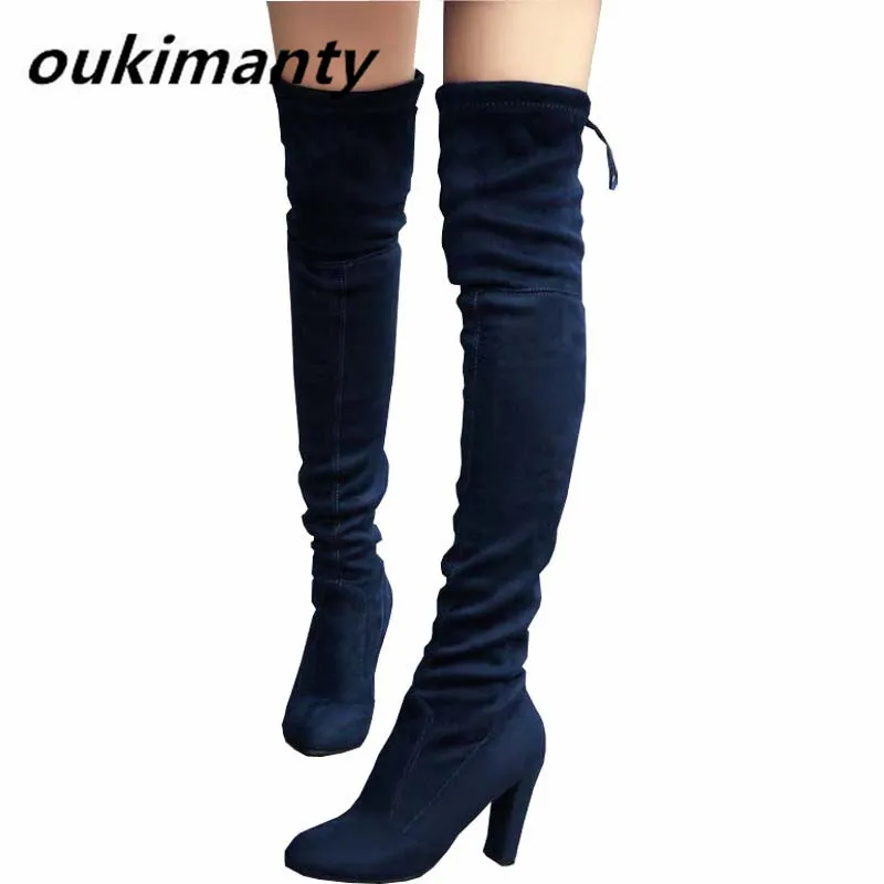 Женские Эластичные ботфорты из искусственной замши пикантные модные женская