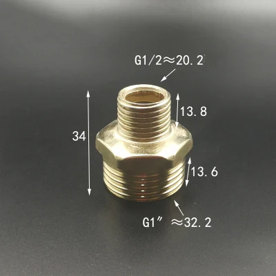 1/2 &quotx 1&quot Мужской BSP резьбовое соединение шестигранное медное покрытие адаптер