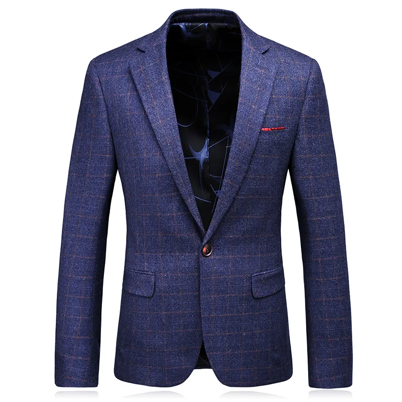 2019 New Style Men's High Quality Suits Jacket Single Button Leisure Men Stripe Blazer Casual Coat Men's Wool Blazers Suits