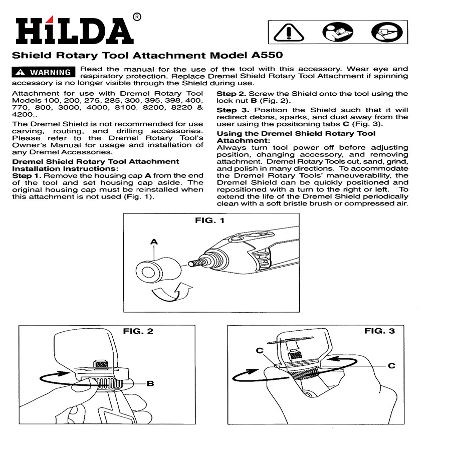 HILDA 1 шт. новый защитный вращающийся инструмент аксессуары A550 для мини дрели