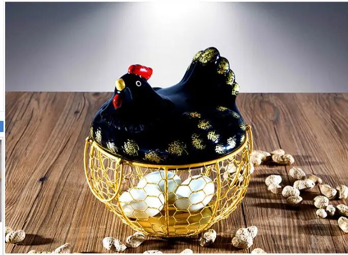 Керамическая подставка для яиц, куриная проволока, корзина для яиц, корзина для фруктов, креативная коллекция, керамические украшения для куриц, аксессуары для кухни