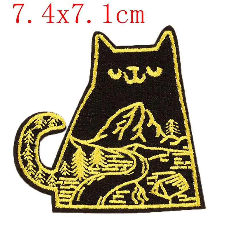 New Arrival Forest Landscape Golden Cat Embroidery Animal Patch for Clothes Iron on Applique Accessorie Travel Sport Armband | Дом и сад