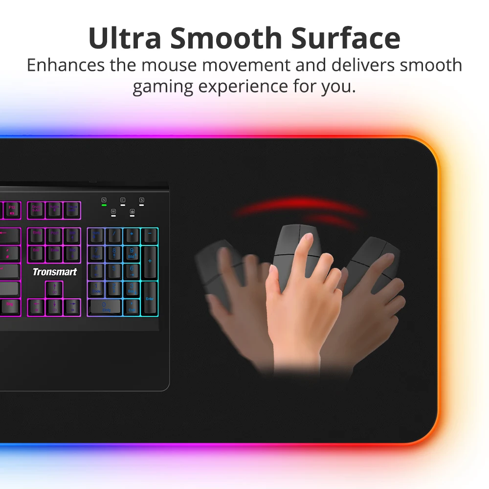 Tronsmart Spire большой коврик для мыши игровой Gamer RGB компьютерный с мягкой тканевой