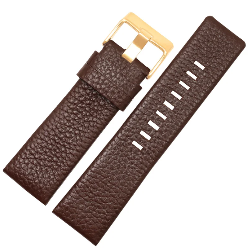 Brown gold buckle Кожаный ремешок для часов 22 24 26 27 28 30 мм часы браслет для дизельных часов черный ремешок из натуральной кожи - Цвет ремешка: Brown gold buckle