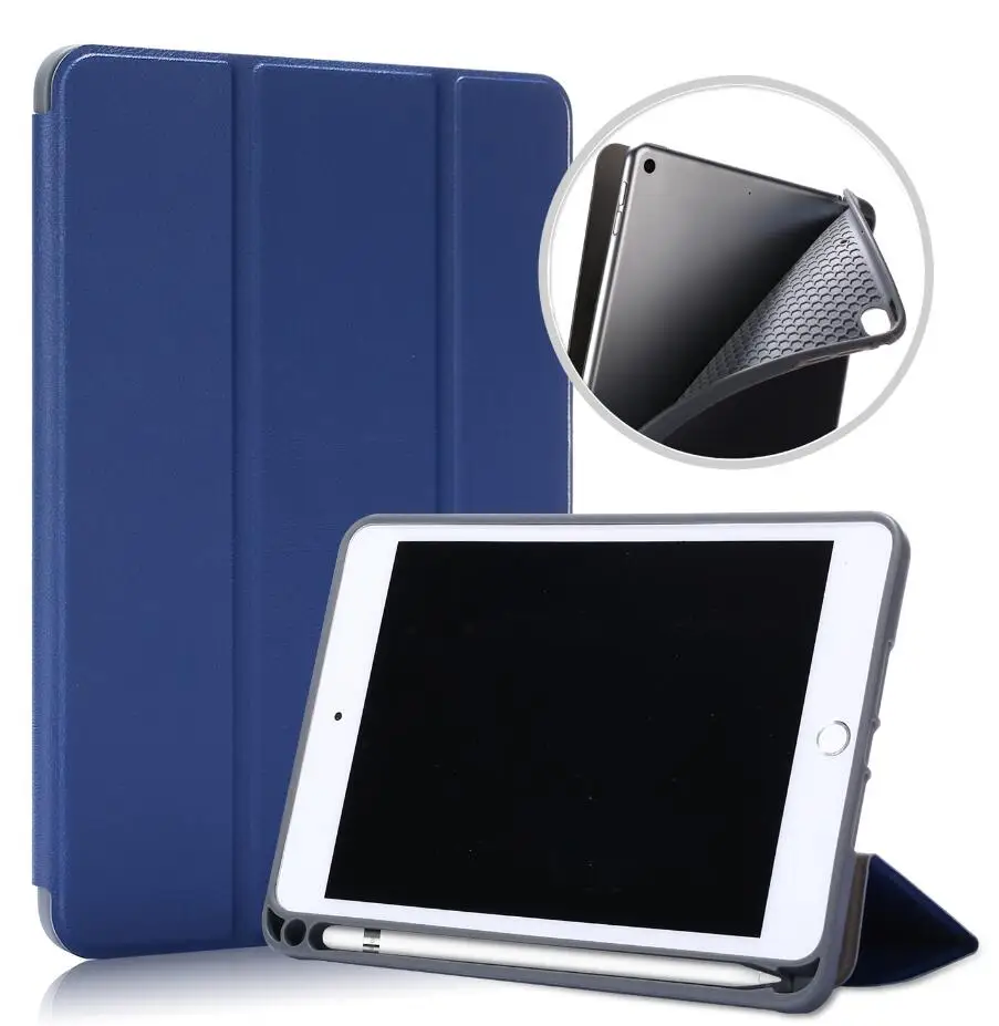 Кожаный чехол-книжка для iPad Air 3, 10, 5, смарт-чехол с держателем для сна, для iPad Pro 10,5 '', задняя подставка, капа, Fundas+ стилус - Цвет: Синий