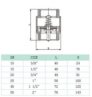 Вертикальный обратный клапан латунный Встроенный подходит для полного