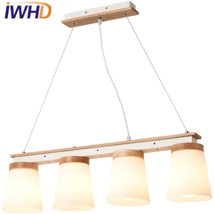 

IWHD Glass Hanglamp LED pendant Lights 3 Heads Iron Modern Hanging Lamp Bedroom Kitchen Wood Luminaire Suspendu Home Lighting
