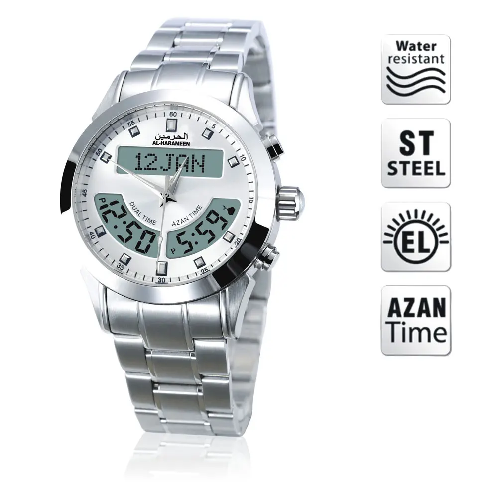 Мусульманские наручные часы исламские Azan автоматические из нержавеющей стали