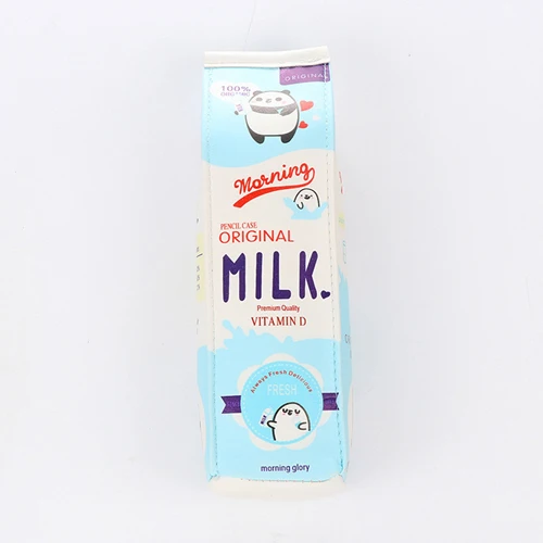 Креативный мультфильм Morning Milk PU кожаный канцелярский пенал студенческий органайзер для хранения сумка школьные офисные поставки - Цвет: Blue
