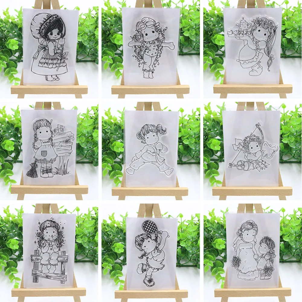 Красивая прозрачная девушка очистить резиновый штамп силиконовый Скрапбукинг