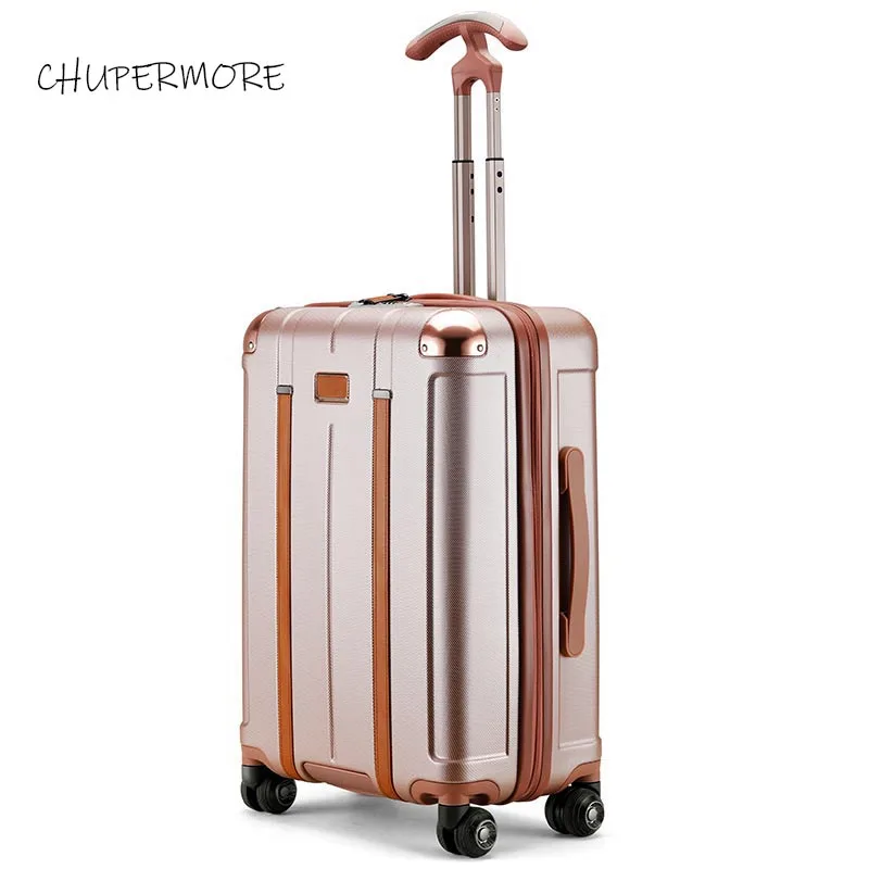 rose gold Chupermore модные сумки на колёсиках для женщин 2" Высокая емкость чемодан колеса 20 дюймов кабина дорожные сумки пароль тележка - Цвет: rose gold
