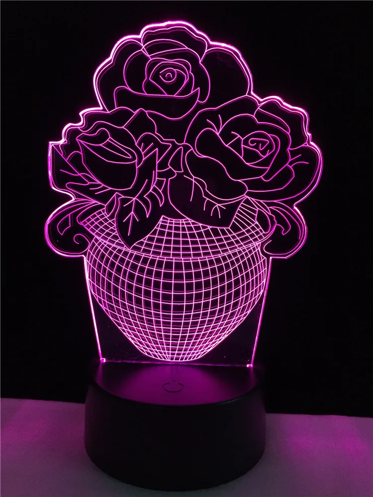 Настольные лампы для спальни розы 3D лампа светодиодная подсветка USB цветок