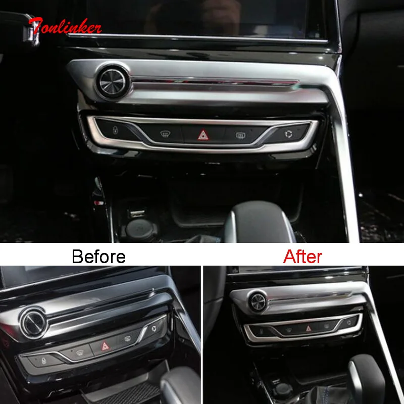 

Tonlinker Interior Car Windshield Control Cover sticker for Peugeot 308 2014-19 Car Styling 1 PCS Stainless steel Cover sticker