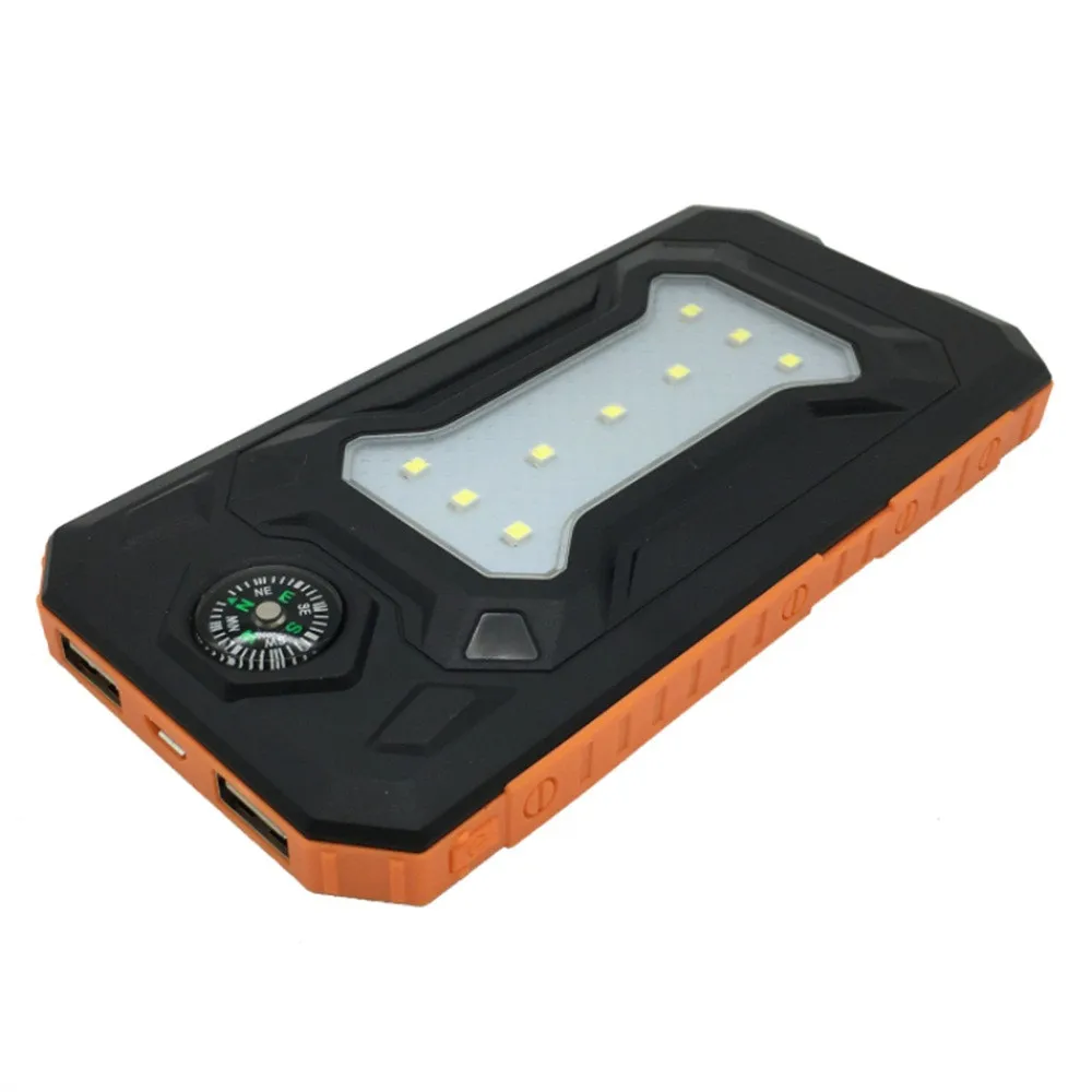 Power Bank 20000mAh Солнечное водонепроницаемое двойное usb-зарядное устройство для смартфона Внешняя батарея зарядное устройство для iPhone Xiaomi samsung