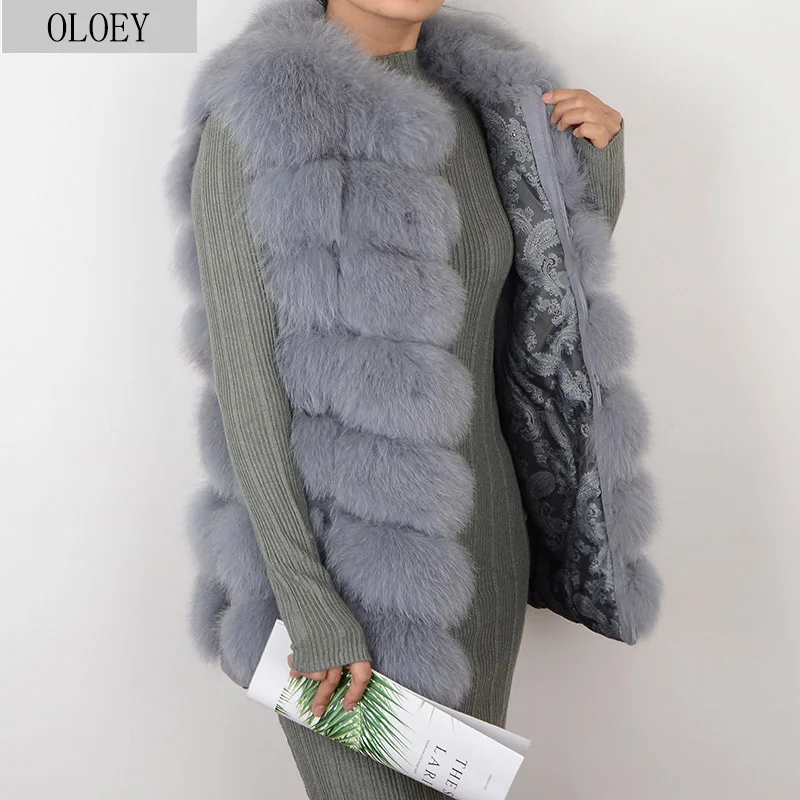 Женский жилет OLOEY из натурального Лисьего меха Короткая Безрукавка женский