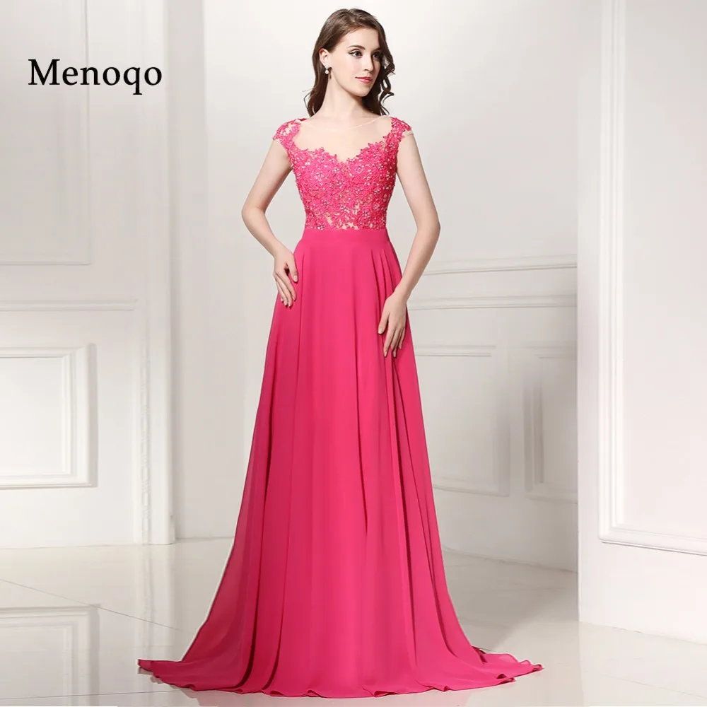 Платье длинное из шифона с аппликацией и рукавом крылышком|a line prom dress|prom dressesvestido