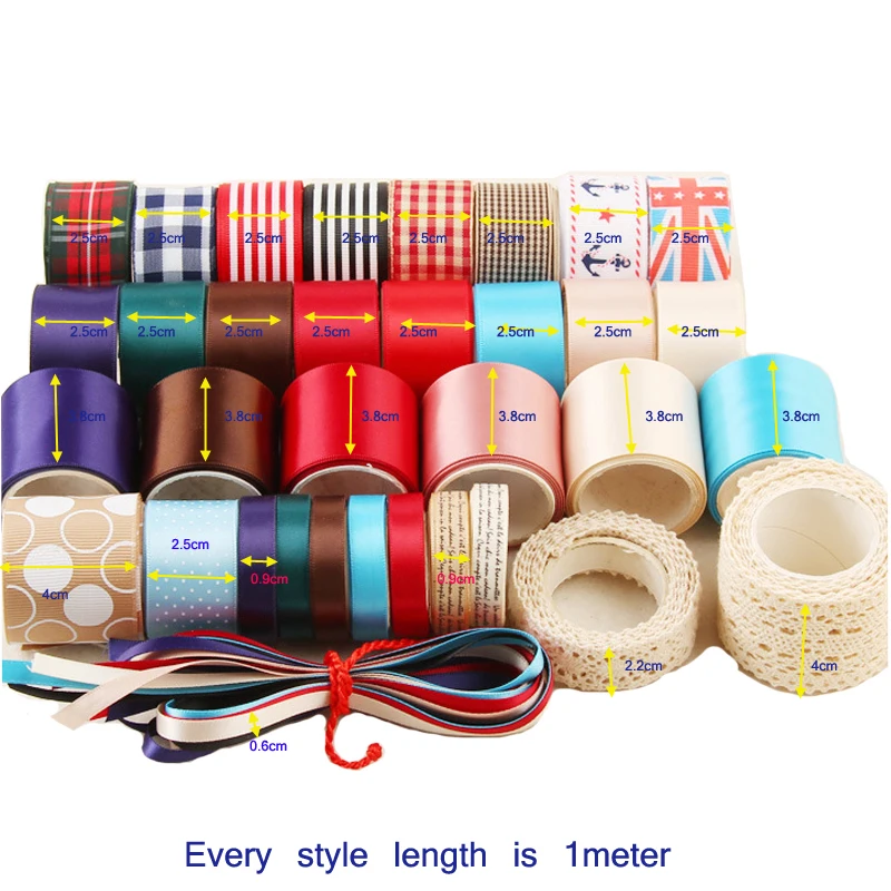 Новое поступление разноцветный смешанный стиль набор лент из Grosgrain отделка