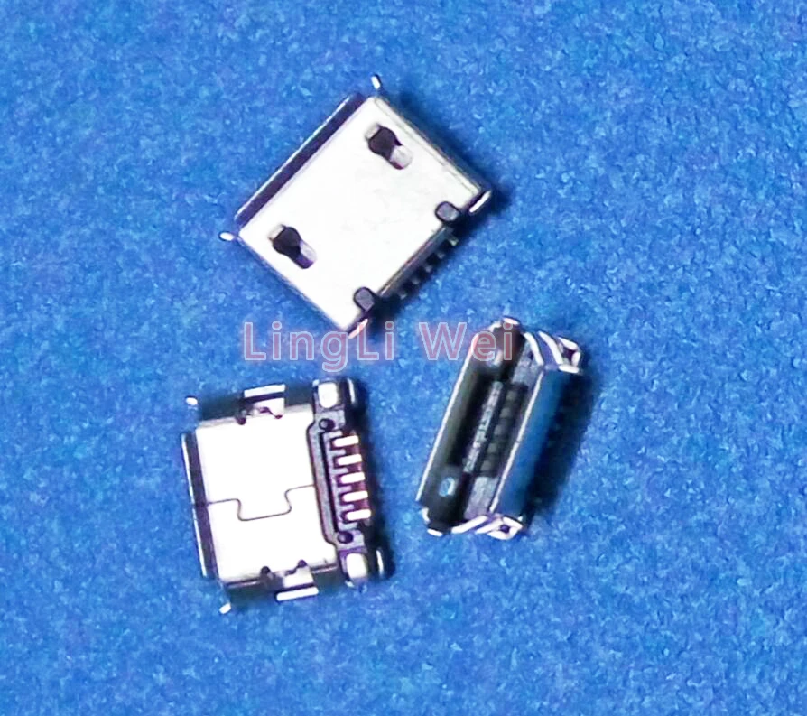 10 шт./лот Micro USB 5P 5-контактный DIP2 Короткий разъем 5 контактов Хвостовая зарядная