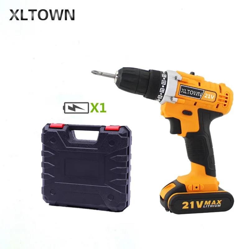 XTOWN21v Беспроводная Мини электрическая дрель с коробкой перезаряжаемая литиевая