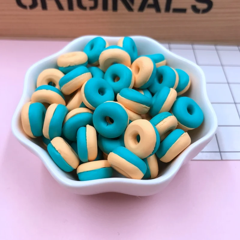 donut as picture Горячая милый кавайный мини-гамбургер, мини-конфеты, глиняный пончик для рукоделия, украшения для телефона, скрапбукинг, сделай сам - Цвет: donut as picture