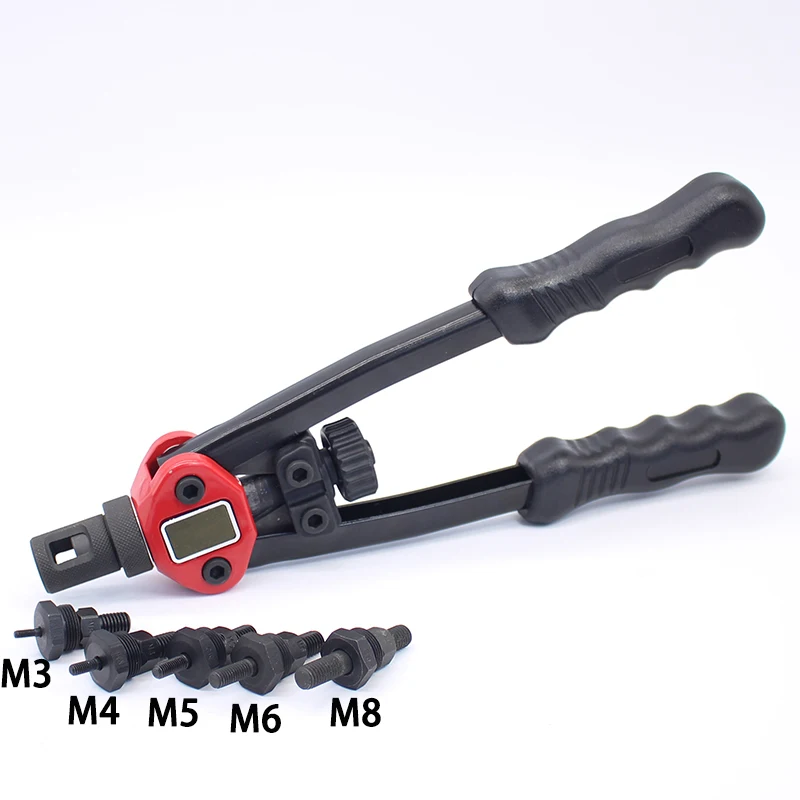 Клепальная гайка инструмент 12 дюймов (M3-M8) + гайки M3-20Pcs M4-50Pcs M5-50Pcs M6-50Pcs M8-20Pcs |