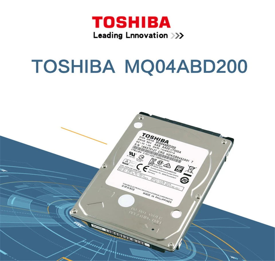 TOSHIBA 2TB внутренний HDD HD 2," 5400 об/мин 128 М кэш 9,5 мм SATA3 для ноутбука MQ04ABD200