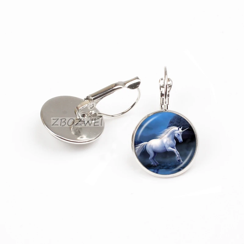 ZBOZWEI лунный Единорог Фото Серьги Лошадка с крыльями Jewelry Стекло кабошон серьга