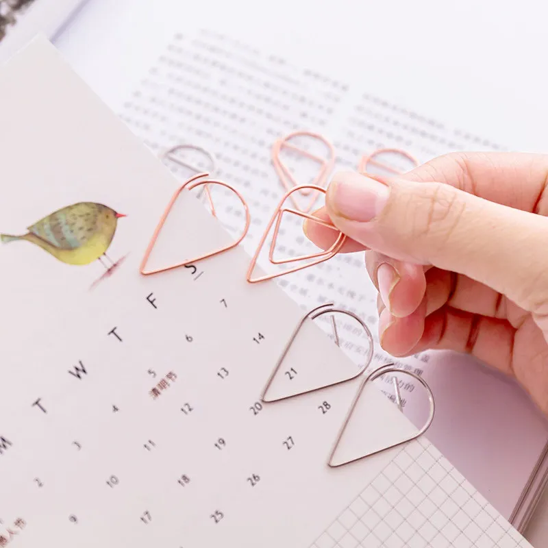 60 шт./лот металла Материал падение Форма Бумага зажимы цвета: золотистый