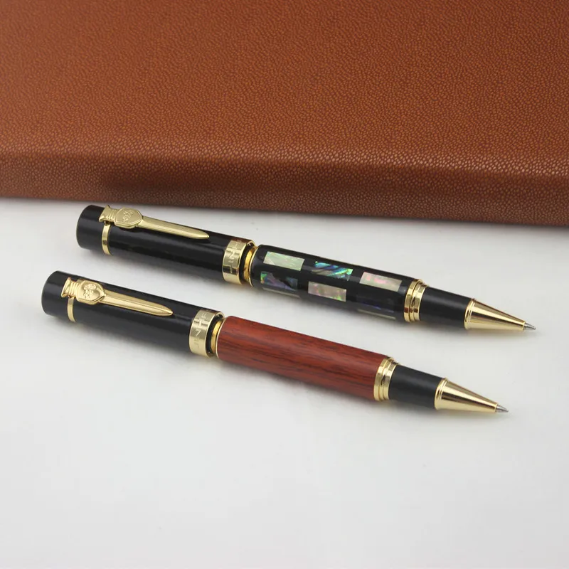

Jinhao 650 Luxury Rollerball Pen Rose Wood Barrel Black Cap Golden Clip Ballpoint Pen Roller Ball Pens for Gift Free Shipping