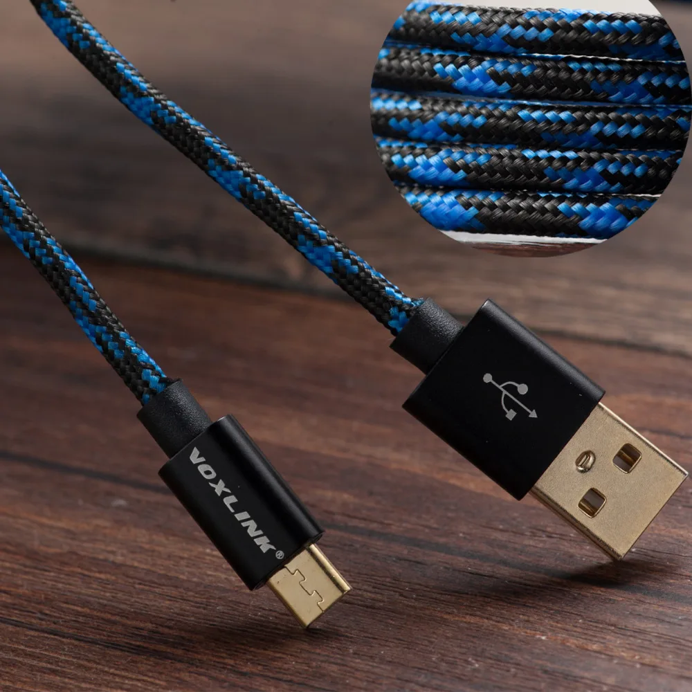

VOXLINK USB Cable 5V 2.4A Micro Nylon Fast Charge USB Data Cable for Samsung Xiaomi LG Tablet Android Mobile Phone Charging Cord