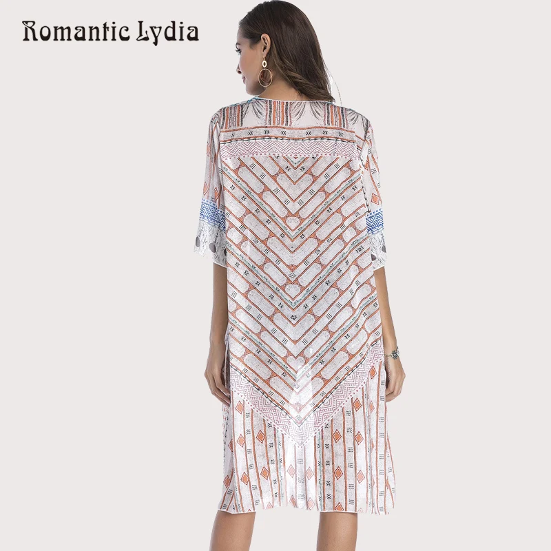 Женский шифоновый кардиган в стиле бохо длинный винтажный Племенной пляжный