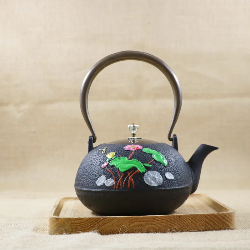 

New Arrival 1200ML Handmade Cast Iron Kettle Carbon Furnace Cast Iron Pot Kung Fu Pu'er Teapot Oxidized Uncoated Free Shipping