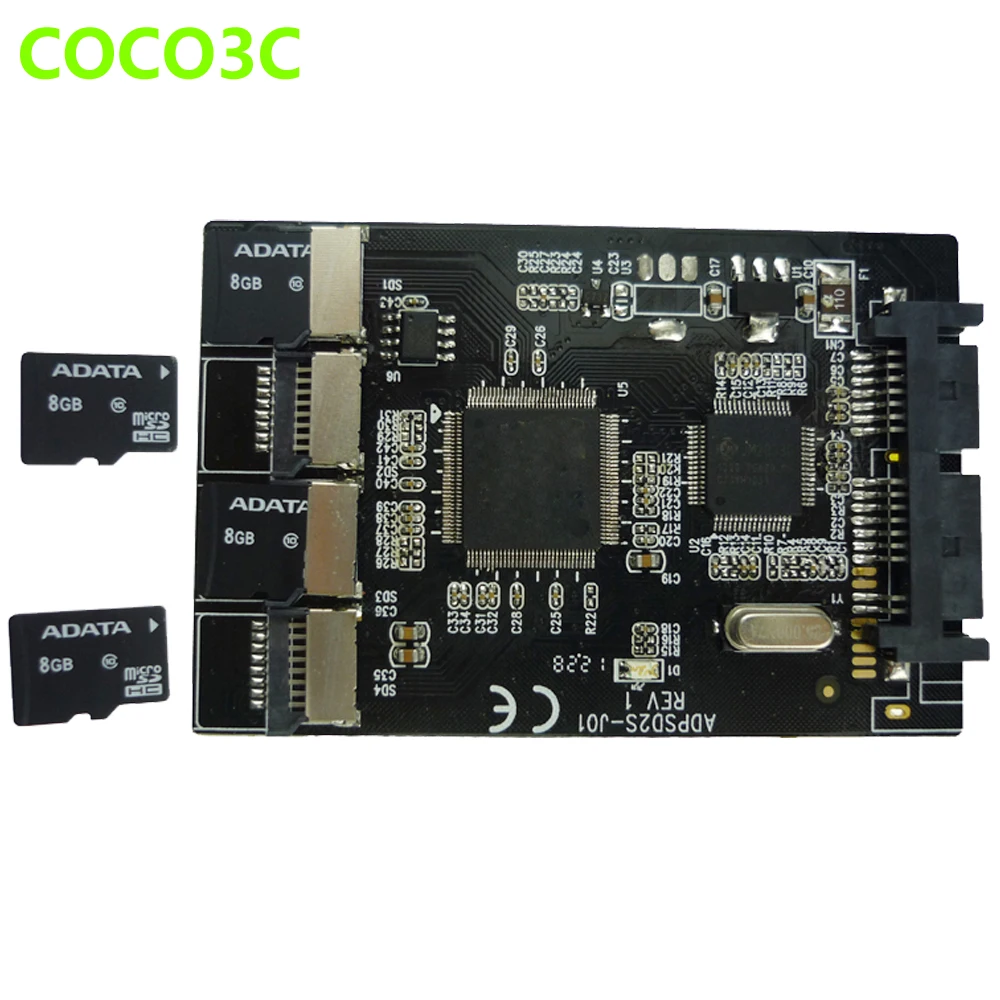 Бесплатная доставка мульти Micro SD карта к SATA адаптер 1 8 &quothdd чехол с RAID 4 TF 16 pin