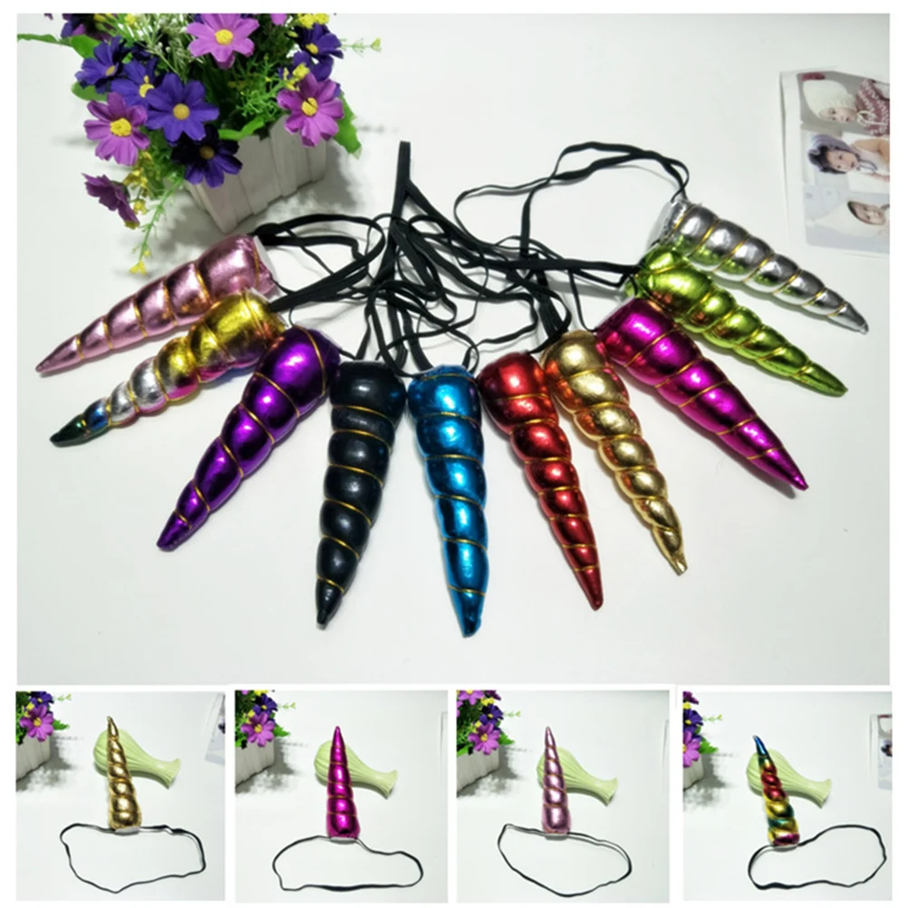 10pcs Unicorn Horn Headband Brightly halloween headband Colored Head Piece Spiral Costume Favors Supplies | Красота и здоровье