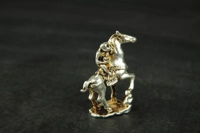 Китайская ручная работа miao серебряная статуя обезьяны и лошади | Дом сад