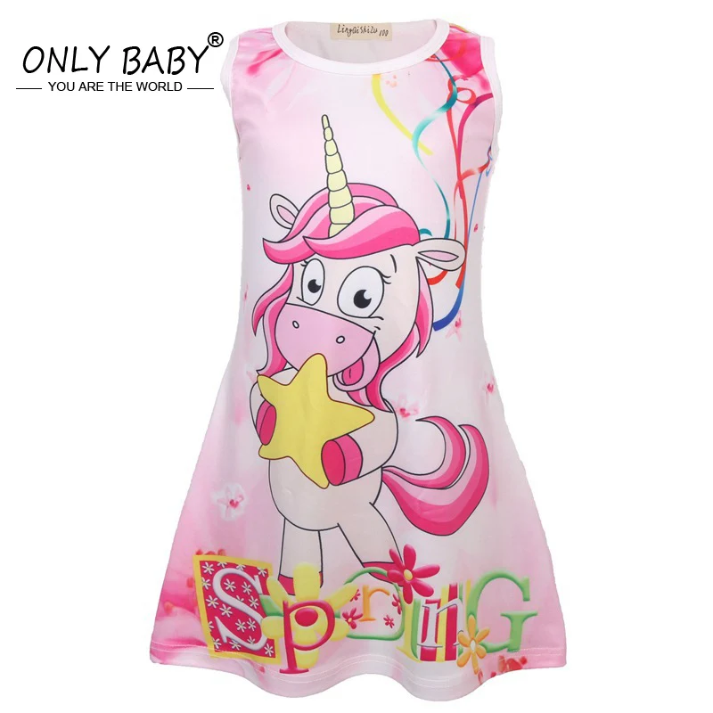 Единорог вечерние Летнее платье для девочек Одежда пижама в виде единорога
