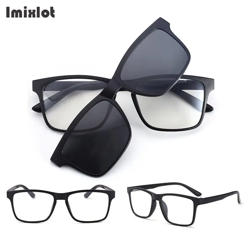 Imixlot 5 Lenes магнитные солнцезащитные очки с зажимом на магнитной застежке мужские Поляризованные зажимы многоцелевые очки для близорукости