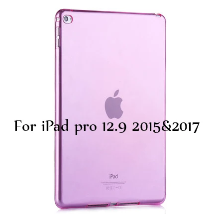 Pink 12.9 2015 2017 ТПУ мягкий чехол для iPad Pro 12,9 дюйма, Ультратонкий силиконовый цветной прозрачный защитный чехол - Цвет: Pink 12.9 2015 2017