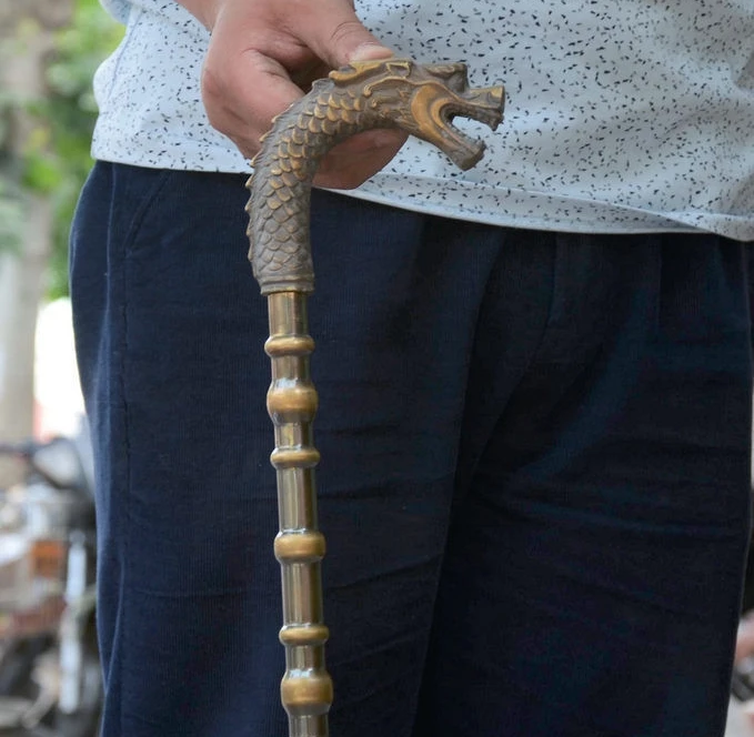 37 &quotКитайский дракон Голова Статуя Лаки палочка тростниковые костыли трость |