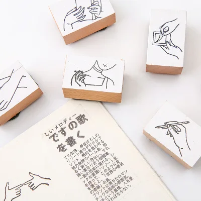 15 стилей ретро деревянные штампы игрушки остальная соль простая девушка жесты