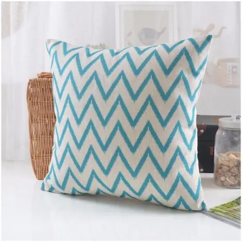 Декоративный чехол для подушки с геометрическим рисунком птицы зигзаг льняная