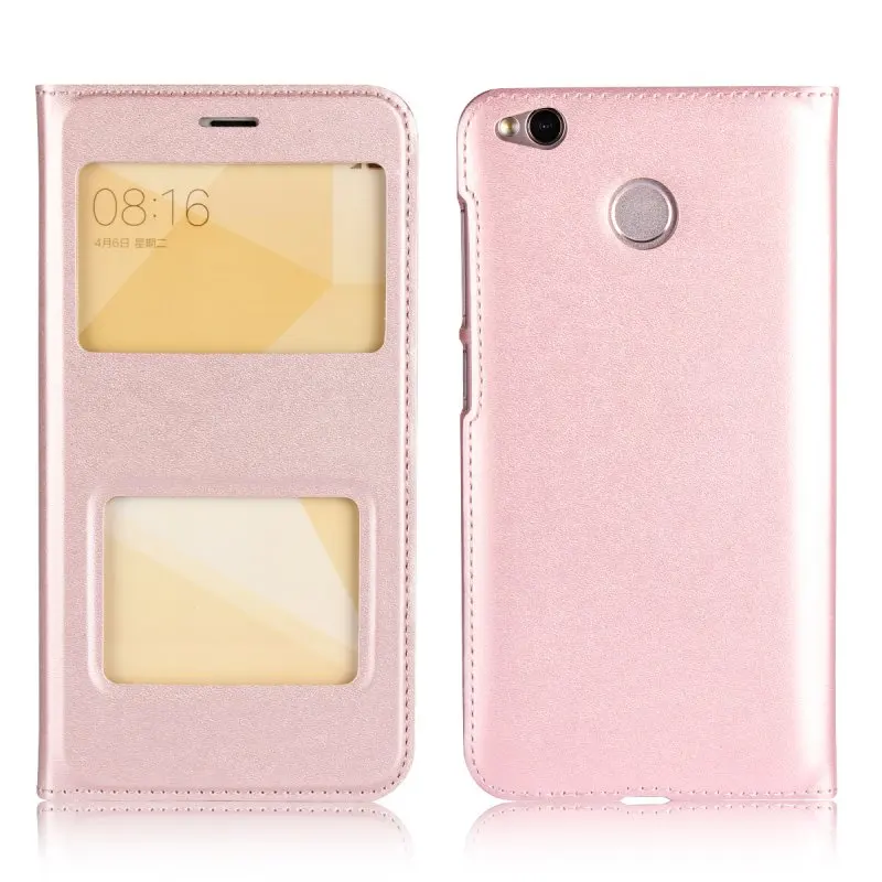 Для Xiaomi Redmi 4X окно Дело откидная крышка Чехлы для Coque Redmi 4 х чехол для телефона слайд ответ кожи Etui hoesje Fundas Capinhas