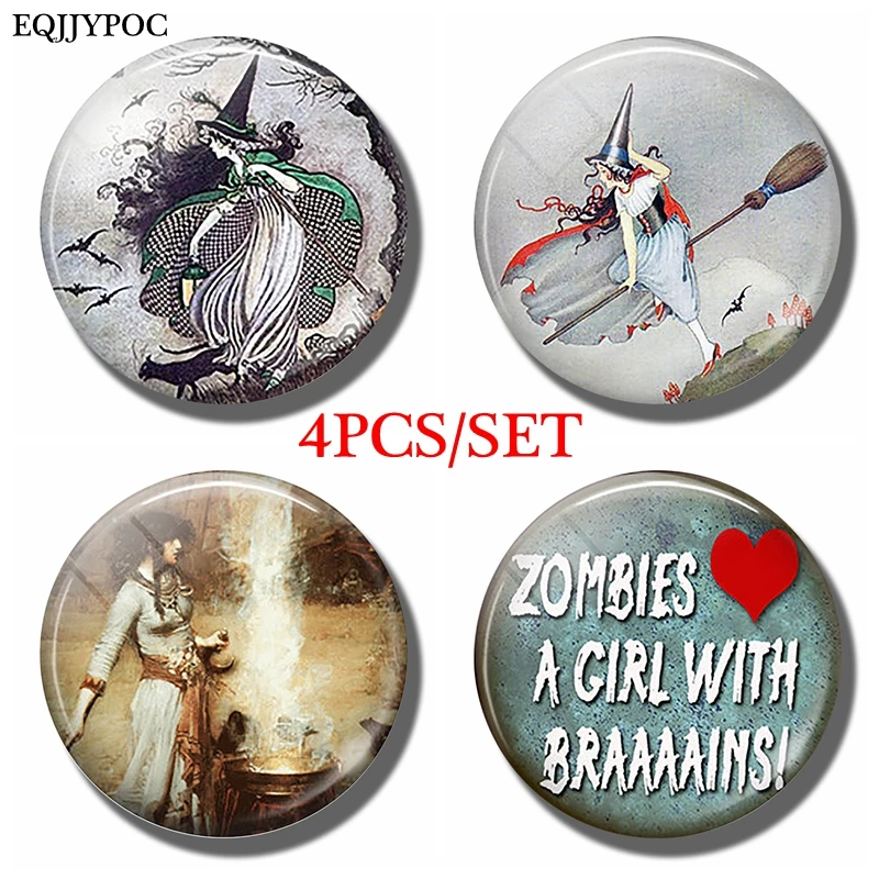 4 шт./компл. стеклянный для холодильника магнит Декор Ретро стиль Хэллоуин тема