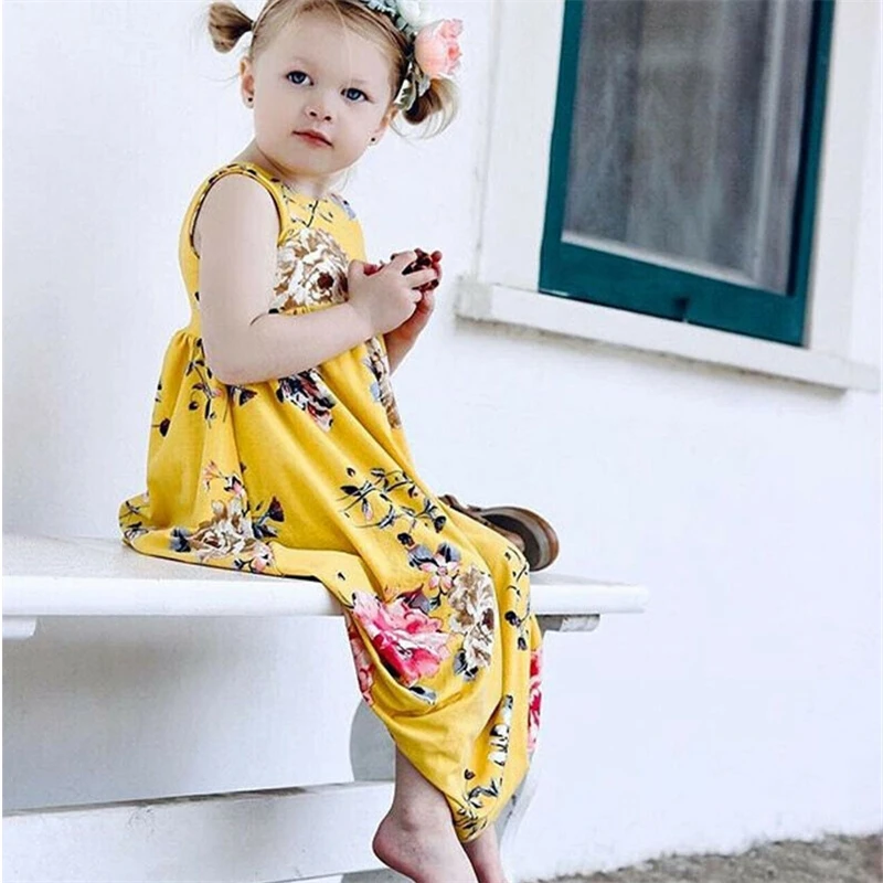 Summer Flower Dress 2-7Y Kids Girl Sleeveless Vest Princess Pageant Holiday Wedding Maxi New 2019 | Детская одежда и обувь