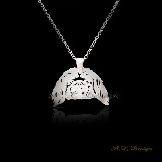 Трендовое золотистое серебряное ожерелье с пекинесом подарочное массивное для