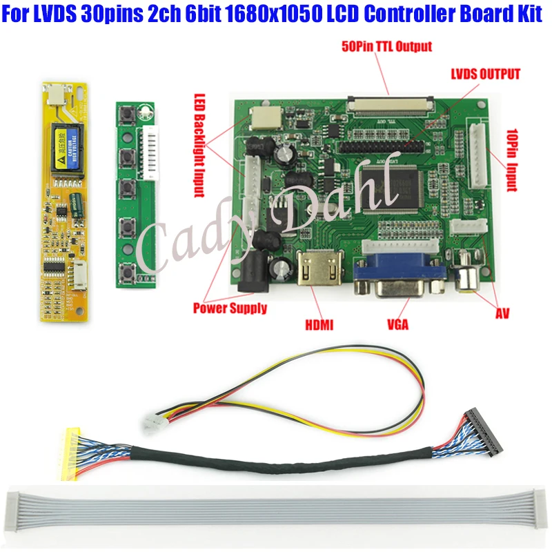 10 шт. HDMI VGA 2AV плате контроллера + Подсветка Инвертор 30 P LVDS кабель для Raspberry Pi 3 1680x1050
