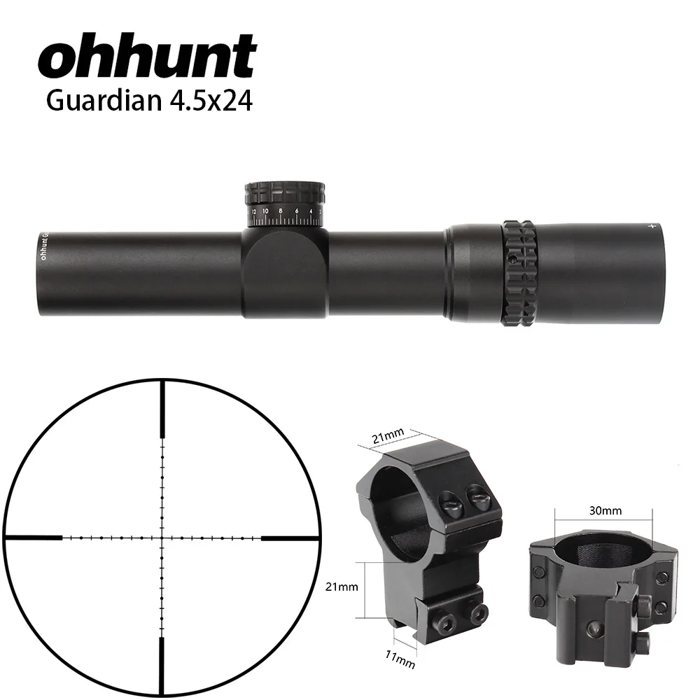 Охотничий оптический прицел ohhunt Guardian 4,5x24, 30 мм, тактический оптический прицел 1/2, полумиллиметровый точечный прицел - Цвет: with Dovetail Rings